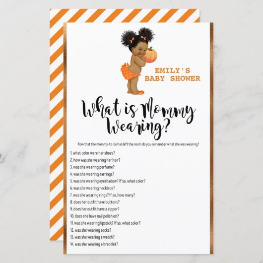 Little Pumpkin Baby shower Game PRINED (Voorkant / Achterkant)