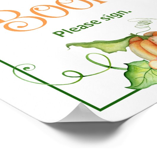 Little Pumpkin Baby shower Gastenboek Tafelbord Poster (Hoek)