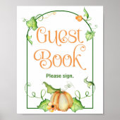 Little Pumpkin Baby shower Gastenboek Tafelbord Poster (Voorkant)