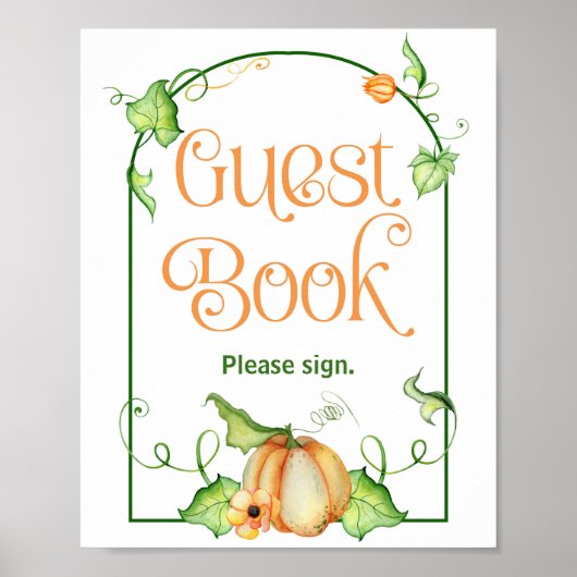 Little Pumpkin Baby shower Gastenboek Tafelbord Poster (Voorkant)