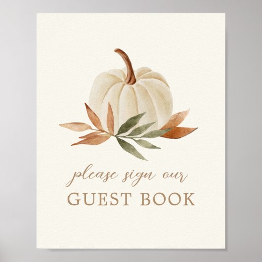 Little Pumpkin Baby shower gastenboek teken Poster (Voorkant)