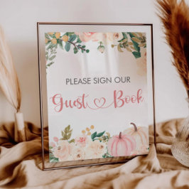 Little Pumpkin Baby shower gastenboek teken Poster