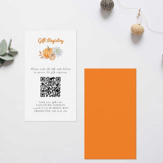 Little Pumpkin Baby shower Gift Registry QR Code Informatiekaartje