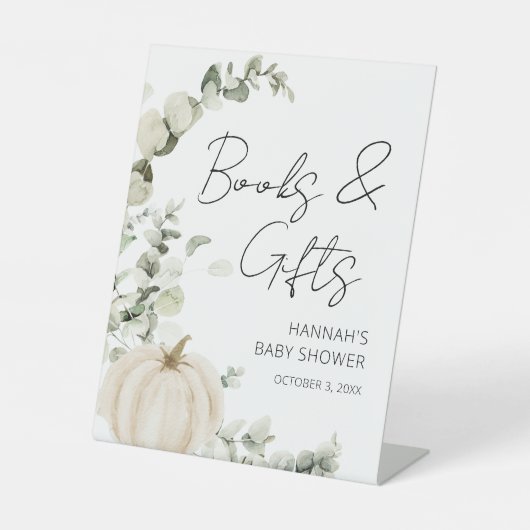 Little Pumpkin Baby shower Gifts Sign Reclamebord Met Voetstuk (Voorkant)