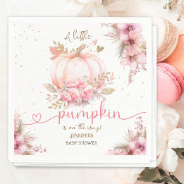 Little Pumpkin Baby shower Girl Pink Herfst Paper Servet