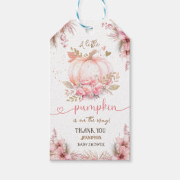 Little Pumpkin Baby shower Girl Roze Herfst Cadeaulabel