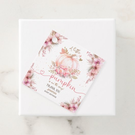 Little Pumpkin Baby shower Girl Roze Herfst Herfst Bedankjes Labels (In situ)