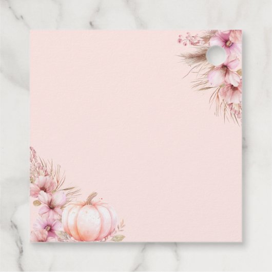 Little Pumpkin Baby shower Girl Roze Herfst Herfst Bedankjes Labels (Achterkant)