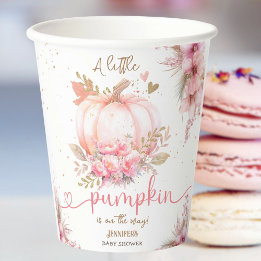 Little Pumpkin Baby shower Girl Roze Herfst Herfst Papieren Bekers