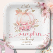 Little Pumpkin Baby shower Girl Roze Herfst Herfst Papieren Bordje