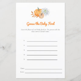 Little Pumpkin Baby shower Guess Baby Food spel