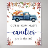 Little Pumpkin Baby shower Guess Game bord Poster (Voorkant)