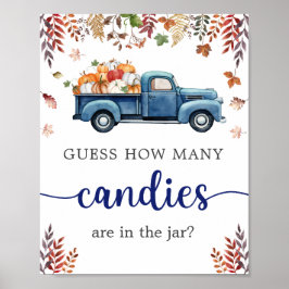 Little Pumpkin Baby shower Guess Game bord Poster
