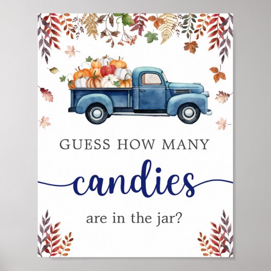 Little Pumpkin Baby shower Guess Game bord Poster (Voorkant)