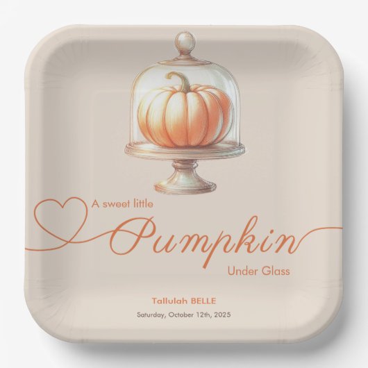 Little Pumpkin Baby shower - Herfst Chic Papieren Bordje (Voorkant)