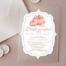 Little Pumpkin Baby shower Herfst Pink Bow Acryl Uitnodigingen