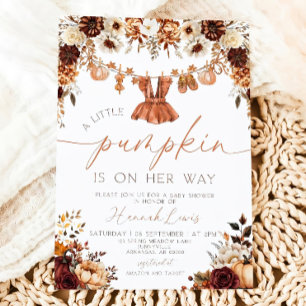 Little Pumpkin Baby shower Invitation, Baby Kledin Kaart