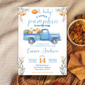 Little Pumpkin Baby shower Invitation Blue Truck Kaart