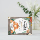 Little Pumpkin Baby shower Invitation Briefkaart (Staand voorkant)