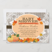 Little Pumpkin Baby shower Invitation, Burlap Lace Kaart (Voorkant)