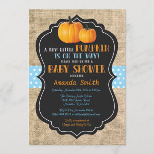Little Pumpkin Baby shower Invitation Card Burlap Kaart