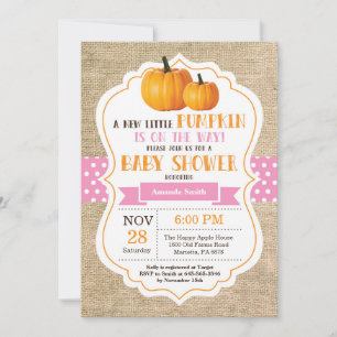 Little Pumpkin Baby shower Invitation Card Burlap Kaart
