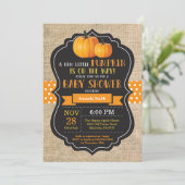 Little Pumpkin Baby shower Invitation Card Burlap Kaart (Staand voorkant)