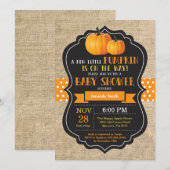 Little Pumpkin Baby shower Invitation Card Burlap Kaart (Voorkant / Achterkant)