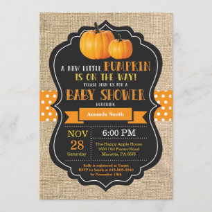 Little Pumpkin Baby shower Invitation Card Burlap Kaart