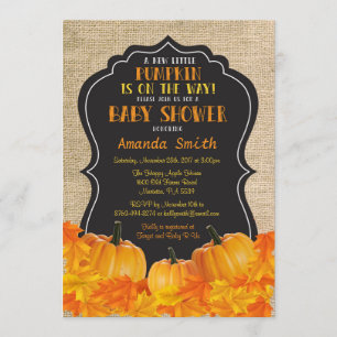 Little Pumpkin Baby shower Invitation Card Burlap Kaart