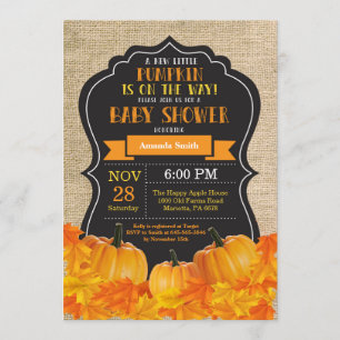Little Pumpkin Baby shower Invitation Card Burlap Kaart