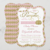 Little Pumpkin Baby shower Invitation, Faux Gold Kaart (Voorkant / Achterkant)