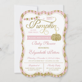 Little Pumpkin Baby shower Invitation, Faux Gold Kaart