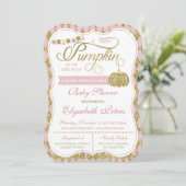 Little Pumpkin Baby shower Invitation, Faux Gold Kaart (Staand voorkant)