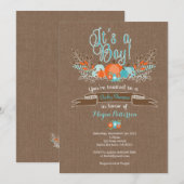 Little Pumpkin Baby shower Invitation for Boy Kaart (Voorkant / Achterkant)