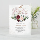 Little Pumpkin Baby shower Invitation Herfst Flora Kaart (Staand voorkant)