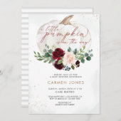 Little Pumpkin Baby shower Invitation Herfst Flora Kaart (Voorkant / Achterkant)