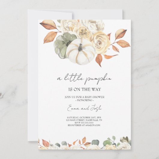 Little Pumpkin Baby shower Invitation, Herfst Kaart (Voorkant)