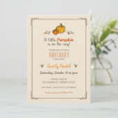 Little Pumpkin Baby shower Invitation Kaart (Staand voorkant)
