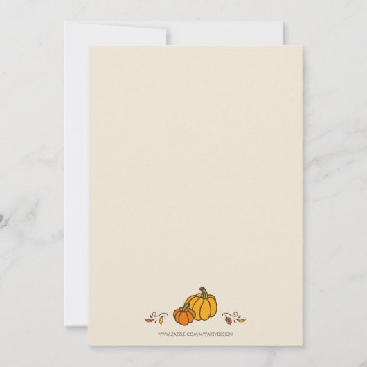 Little Pumpkin Baby shower Invitation Kaart (Achterkant)