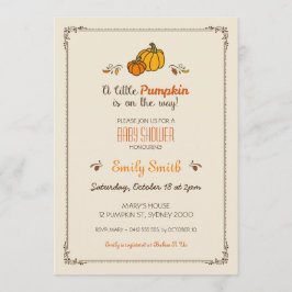 Little Pumpkin Baby shower Invitation Kaart