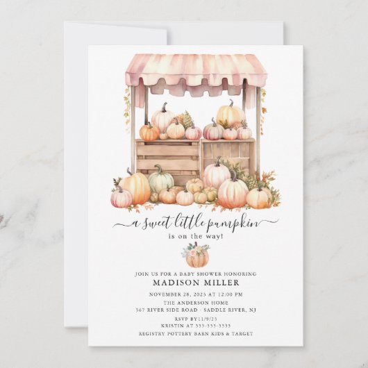 Little Pumpkin Baby shower Invitation Kaart (Voorkant)
