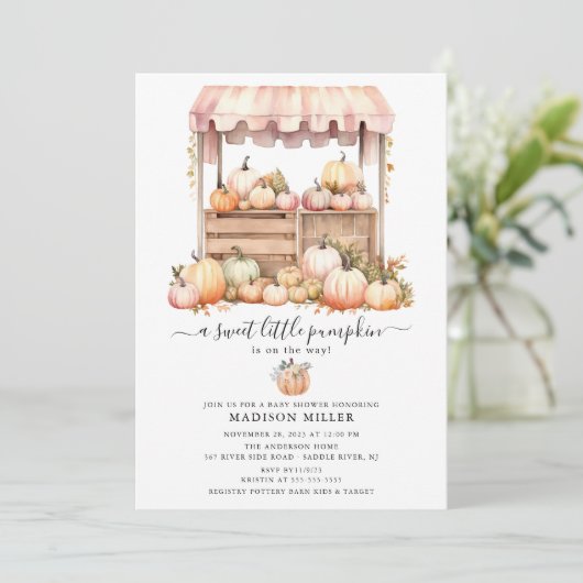 Little Pumpkin Baby shower Invitation Kaart (Staand voorkant)