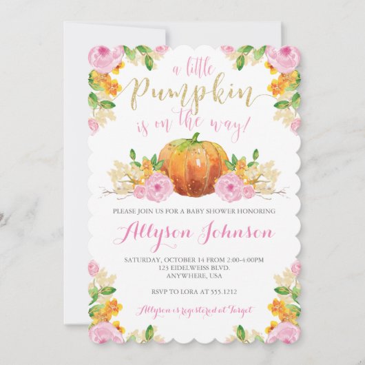 Little Pumpkin Baby shower Invitation Kaart (Voorkant)