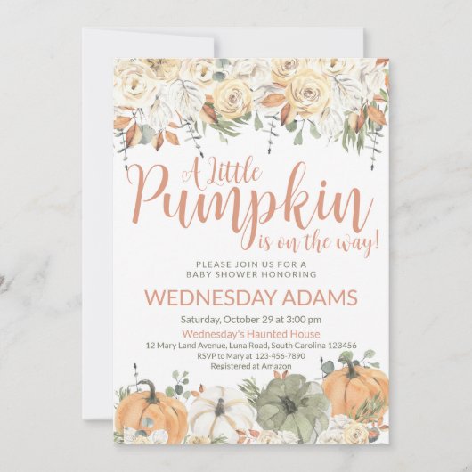 Little Pumpkin Baby shower Invitation Kaart (Voorkant)
