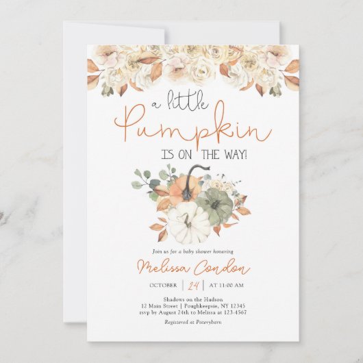 Little Pumpkin Baby shower Invitation Kaart (Voorkant)