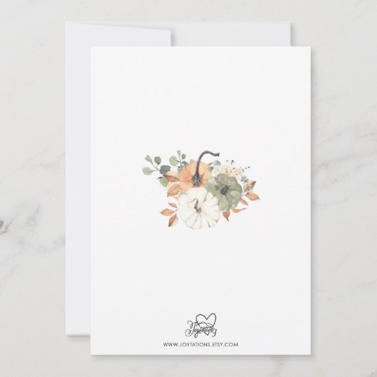 Little Pumpkin Baby shower Invitation Kaart (Achterkant)