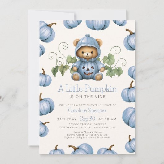 Little Pumpkin Baby shower Invitation Kaart (Voorkant)