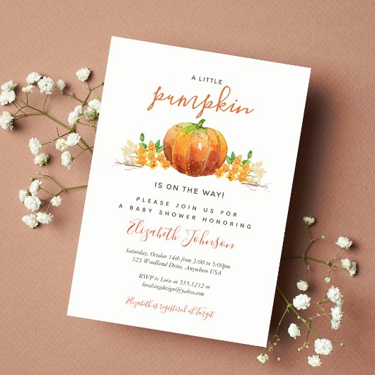 Little Pumpkin Baby shower Invitation Kaart