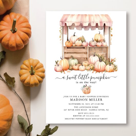 Little Pumpkin Baby shower Invitation Kaart